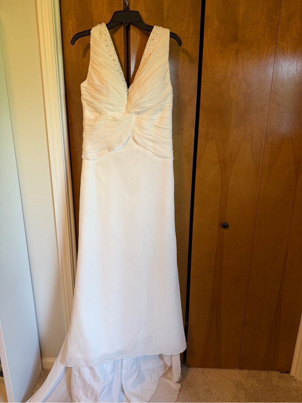 Ts Couture Ivory Ruched V-Neck Wedding Dress with Beaded Straps